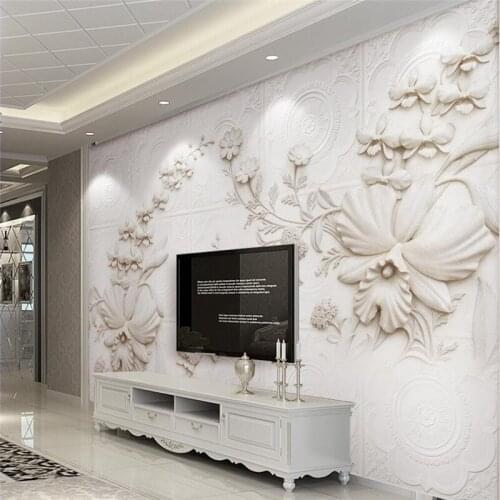 Beibehang Custom Photo Wallpaper Mural Wall Stick 3d 3d Cuban White Jane European Carving Orchid TV Background papel de parede