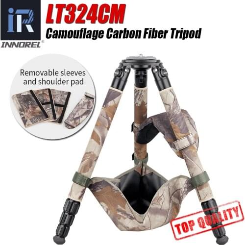 LT324CM Camouflage Carbon Fiber Professional Tripod with Bowl for Canon Nikon DSLR Camera Bird Photography Top Heavy Duty Stand