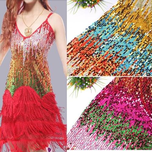 Rainbow Sequin Dress Fabric Decoration Mesh Shiny Wedding DIY Stage Cosplay Material