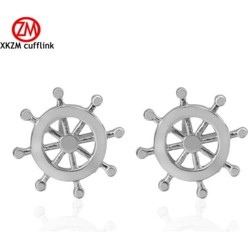 Luxury Men Silvery rudder Cufflinks High Quality Lawyer Groom Wedding Cufflinks For Mens Shirt Cuff Links Gemelos Para Camisas