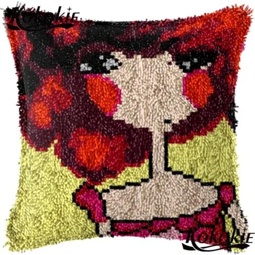 Handmade craft kits for adults Latch hook rug making kit Crocheting Kit Rug Yarn cartoon cushion handmade Embroidery Pillowcase