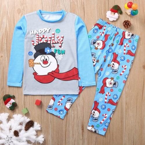 Parent-child Outfit Family Christmas Pajamas Snowman Deer Adult Kids Suit Cartoon Printed Homewear Family Matching Clothes
