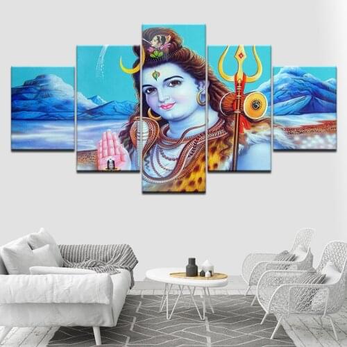 Shiva Ganga 5 Piece HD Wallpapers Art Canvas Print modern Poster Modular art painting for Living Room Home Decor
