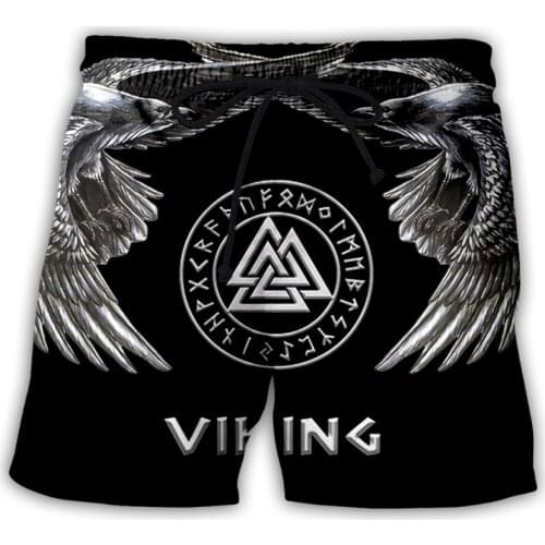 2020 Summer Men Board Shorts 3D Print Tattoo Viking Fashion Mens Bermuda Beach Shorts Black Trousers Plus Size 6XL Quick Dry