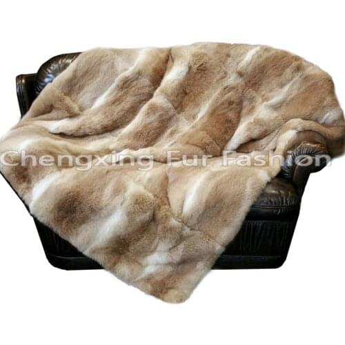 CX-D-08B 130X150CM Super Soft Real Rabbit Fur Blanket ~Drop Shipping