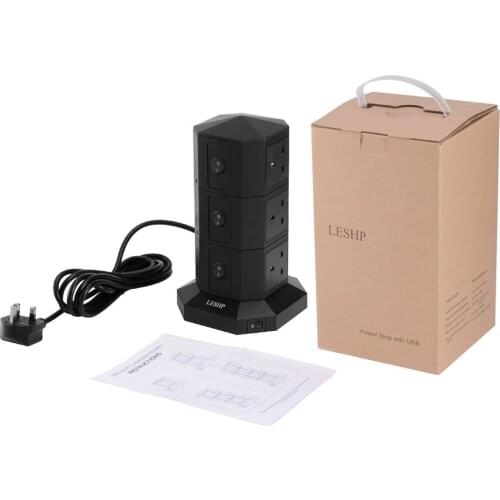 LESHP USB Smart Charging Socket 3 Layers 9 USB Ports Fast Charge Power Strip 3M Cable Anti Surge Prevention Energy-saving