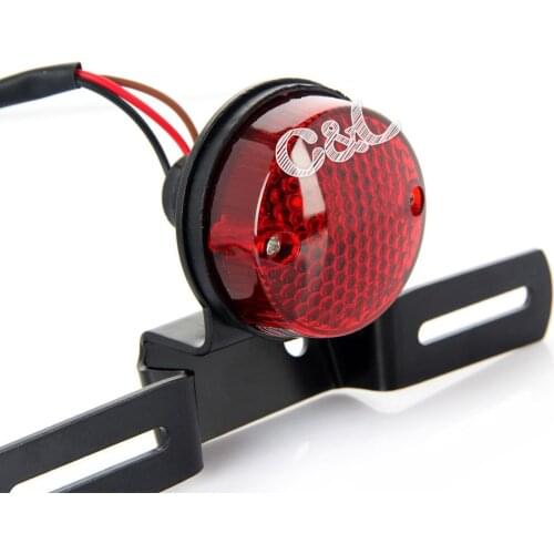 Universal Motorcycle Black Rear license Brake Tail Light Fit For Harley Chopper Bobber Custom New