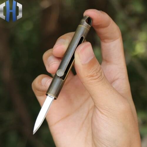 Vintage Copper Mini Knife Detachable Push Pull Knife Portable Pocket Knife
