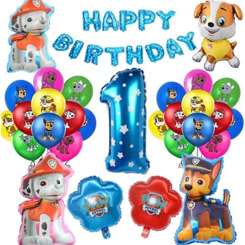 Paw Patrol Birthday Foil Balloons Christmas Kids Room Party Decor Puppy Skye Chase Figure Boys Girls Gift Toys Dog Set For Child