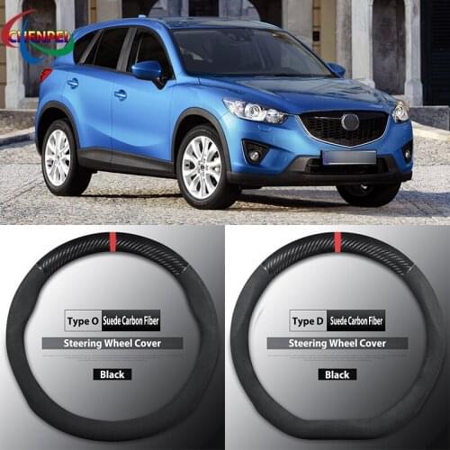 Four Seasons Universal Non-Slip Carbon Fiber Suede Steering Wheel Cover For Mazda CX-5 Car Interior Accessories