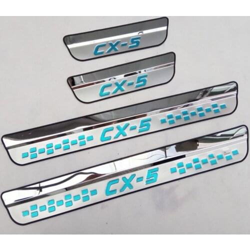 For Mazda CX-5 CX5 2017 2018 2019 Door Sill Scuff Plate Guard Welcome Pedal Cover Trim Exterior Stickers Car Styling Accessories
