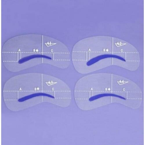 Women 's Fashion 4Pcs Pro Reusable Eyebrow Stencil Set Eye Brow DIY Drawing Guide Styling PVC Eyebrow Stencil