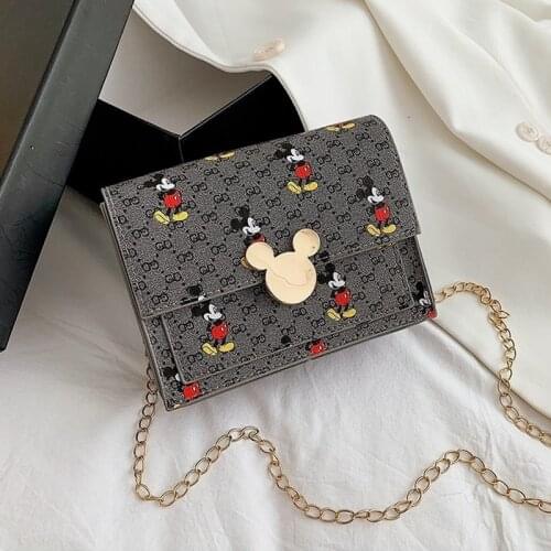 Disney Mickey Mouse Ladies Shoulder Bag Cartoon Anime Diagonal Bag Wild Chain Small Bag Temperament Fashion Small Square Bag