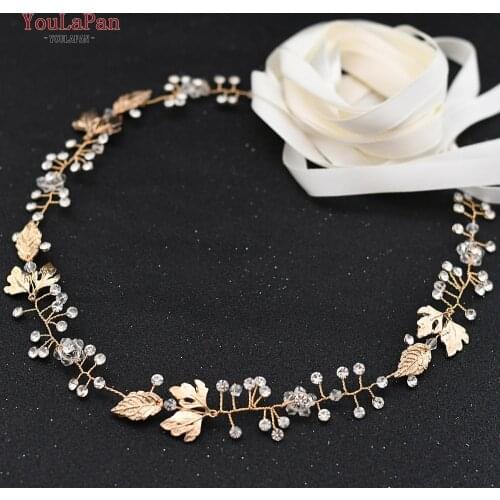YouLaPan SH122 Wedding Dress Belt Golden Leaves Bridal Belt Crystal Wedding Belt for Evening Dress Belt Women Waist Band
