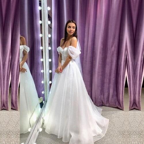 Sexy Sweetheart Lace Appliques A Line Wedding Dresses 2021 Lace Up Back Bridal Gowns Simple Robe De Mariee Backless Floor Length