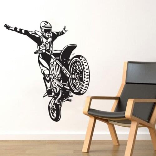 ZOOYOO Dirt Bike Motorcycle Wall Sticker Motocross Stunt Wall Decals Home Decor Living Room Wallpaper Kids Boys Room Decoration