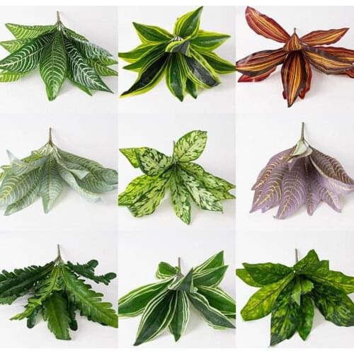 1Pc Home Decoration Artificial Plants Vivid Color 12 Heads Plastic Artificial Leaves Fake Plant Photo Props plantas artificiales