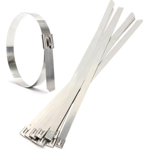 10 pcs 0.39" x 15.75" Stainless Steel Metal Cable Zip Tie Wrap Exhaust Straps CNIM Hot