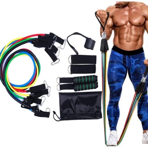 11 Pcs Resistance Band 100 Pounds Training Elastic Band Workout Rubber Loop Strength Pilates Fitness Equipment High Quality