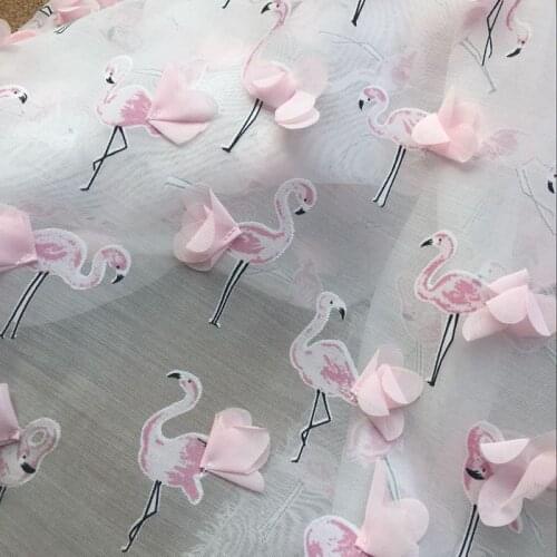 2019 NEW Elegant Floral Bird chiffon fabric for sewing dress wedding decoration 130CM width