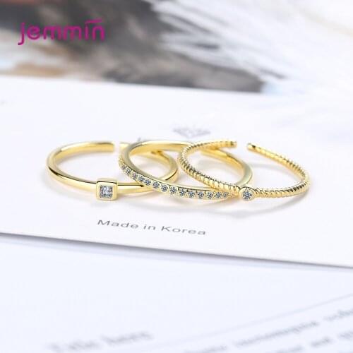 3pcs/lot Korean Ins Hot Rhinestone Finger Rings For Women Wedding Party Simple Opening Anillos Mujer Jewelry