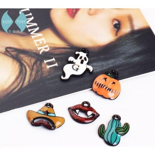 DIY accessories Halloween Pumpkin ghost cactus Earring Pendant material lips