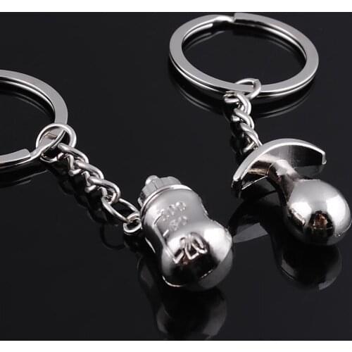 Free DHL/FEDEX 500sets=1000pcs/lot metal pacifier and feeding bottle key chain favors baby shower souvenirs, party giveaways