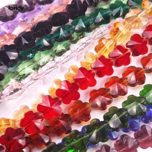 20pcs/lot 10mm Glass Crystal Plum Blossom Beads Cut Rhinestones Loose Beads middle Hole For Fashion jewelry Making