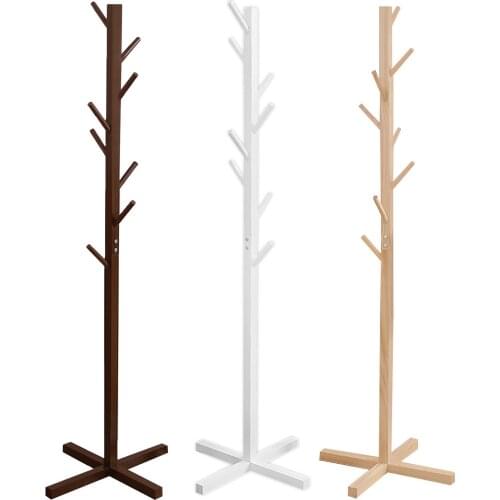 Assembled Wood Hangers Hat Coat Display Floor Standing Rack 8 Hooks Clothes Hanger Bedroom Clothing Organizer 45a