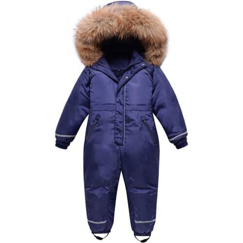 2020 Winter Children `s Jumpsuit -30 Degrees Duck Down Overalls Children Ski Suit Snow Wear Baby Boy Girls Clothes Kids Snowsuit