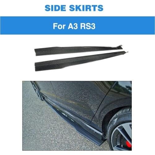 For Audi RS3 Sedan 4-Door 2017 2018 Carbon Fiber Side Skirt Extensions Lips Body Kits
