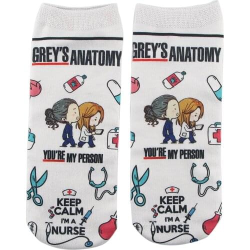 PF466 Dongmanli Doctor Nurse Print Greys Anatomy Cotton Happy Socks Casual Creative Soft Comfortable Novelty Fans Gifts