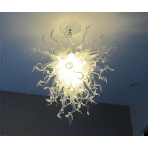 Pure White Glass Chandelier Wedding Decor Hand Blown Glass Crystal Chandelier LED Lighting for Living Room Dining Room Bedroom