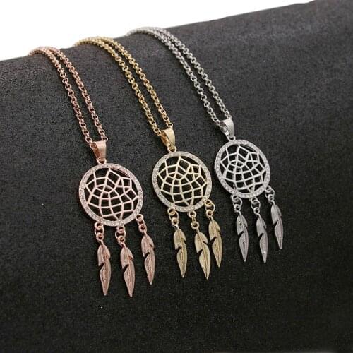 JAKONGO 12pcs Crystal Silver Color Dreamcatcher Necklace Pendants Chain Necklace Womens Fashion Christmas Gift