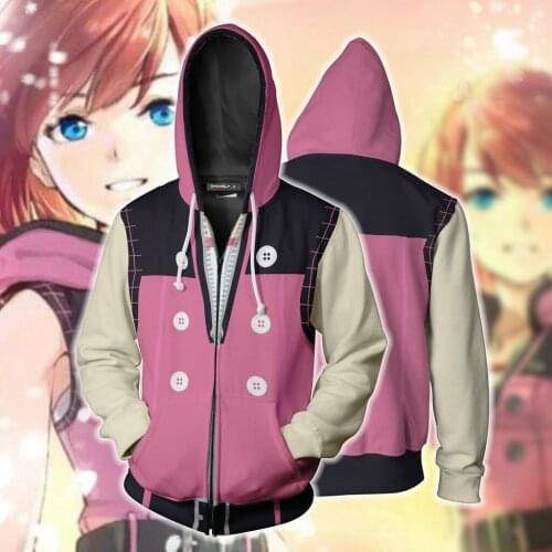 Kingdom Hearts Kairi Cosplay Costumes Kingdom Hearts Sora Hoodies 3D printed zip-up hoodies for men and women sport Sweat
