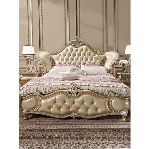 Bed 1800mm x 2000mm master bedroom luxury solid wood Princess Bed French leather simple European furniture