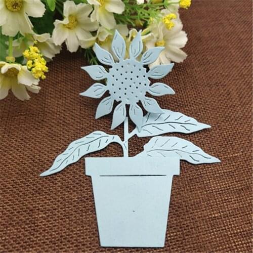Sunflower flower pot Metal Dies Scrapbooking Metal Cutting Dies Craft Stamps die Cut Embossing Card Make Stencil Frame