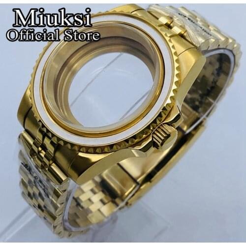 Miuksi 40mm gold case sapphire glass jubilee bracelet fit NH35 NH36 ETA 2836 Mingzhu DG2813 3804 Miyota 8215 8205 821A movement