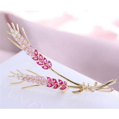 Fashion exquisite wheat ear zircon brooch, elegant lady temperament, creative pins, banquet jewelry gift