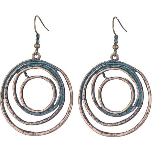 Fashion Bohemian Punk Earrings Jewelry Double Mix-size Circle Hoop Vintage Metal Earrings Best Gift For Women Wholesale E068