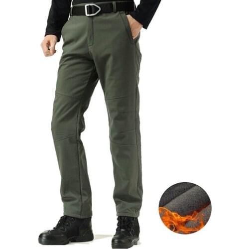 Men Outdoor Winter Warm Tactical Pants Tear Proof Waterproof Thicken Plus Velvet Thermal Skiing Climbing Softshell Trousers