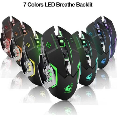 Upgraded Version Of Wireless Charging Gaming Mouse Mute LED7 Color Backlight Mechanical Mouse With USB Receiver For Pc Laptop