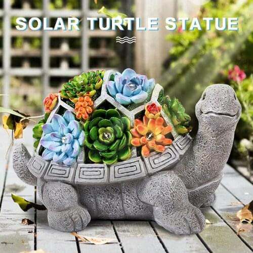 Solar 7 LED Tortoise Statue Garden Porch Turtle Art Decoration Tortoise Statue Ornament Yard Lawn Home Art Decoration