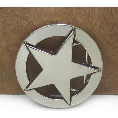 BuckleClub wholesale zinc alloy five-pointed star belt buckle western jeans gift belt buckle FP-03335 SILVER FINISH