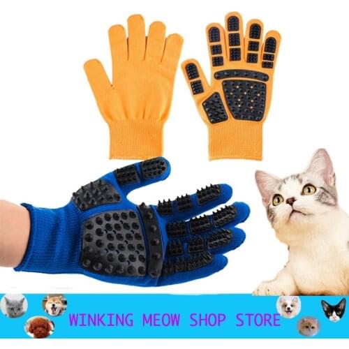 Pet Glove Cat Grooming Glove Cat Hair Deshedding Brush Gloves Dog Comb For Cats Bath Clean Massage Hair Remover Brushes Gentle