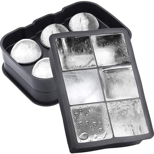 Ice Cube Tray, Ice Ball Mould, Ice Cube Tray with Lid, Ice Cube Tray, 2 Pieces Ice Cube Tray Ball & Square Ice Cube Tray