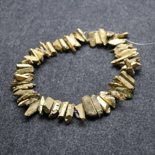 Approx 50pcs/strand Raw Gold Crystal Quartz Top Drilled Point Pendants ,Rock Quartz Crystal Graduated Jewelry Making Beads