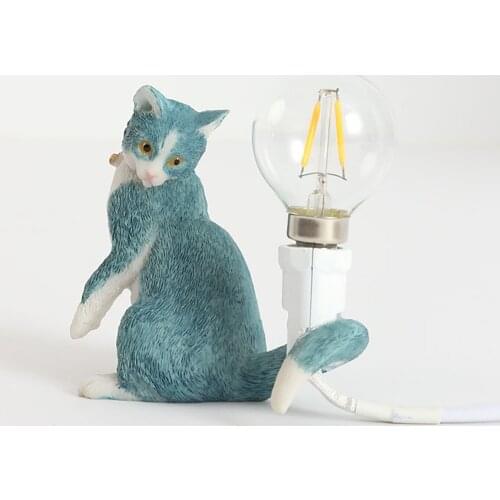 Postmodern Resin Animal Cat Table Lamp Small Mini Mouse Cute Led Night Lights Home Decor Desk Lights Bedside Lamp Us Plug #G2