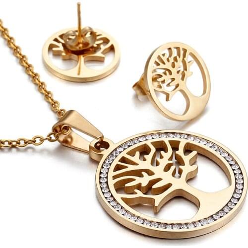 Christmas Day Snowflake Christmas Tree Zircon Inlaid Crystal Jewelry Set Fashion