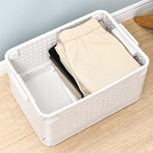 Folding Household Storage Box Clothing Toy Sundries Cosmetic Basket Can Be Stack Thickness With Wheels Large Capacity